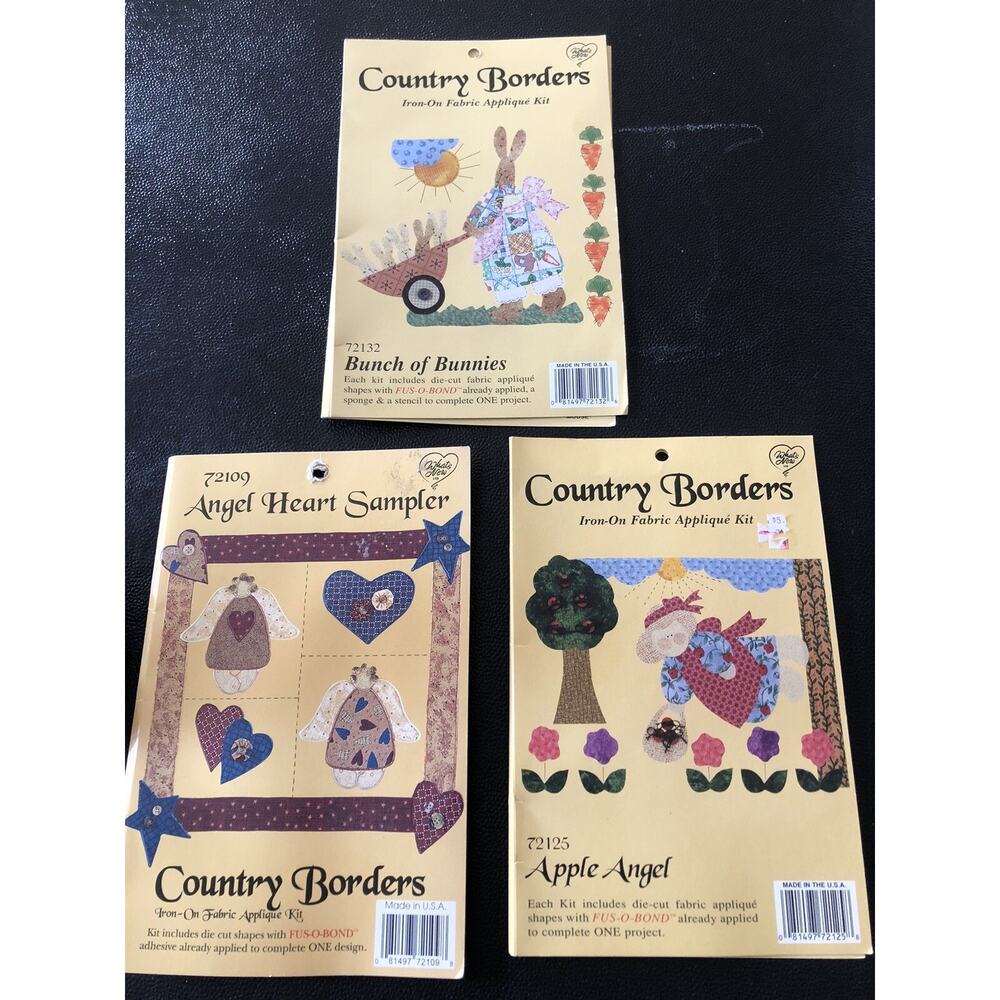 Country Borders Holiday Iron-on Fabric Applique Kit Lot Of 3 American Theme VTG